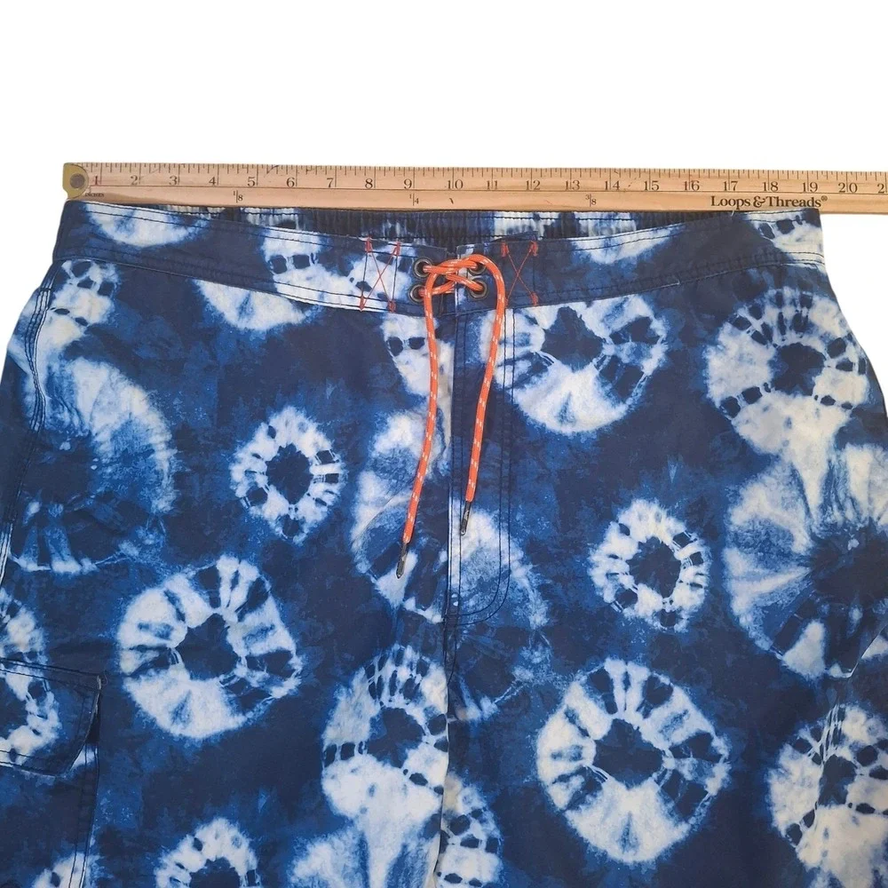 Tommy Bahama Relax Mens XL Blue Tie Dye Board Shorts Swim Trunks Mesh Lining